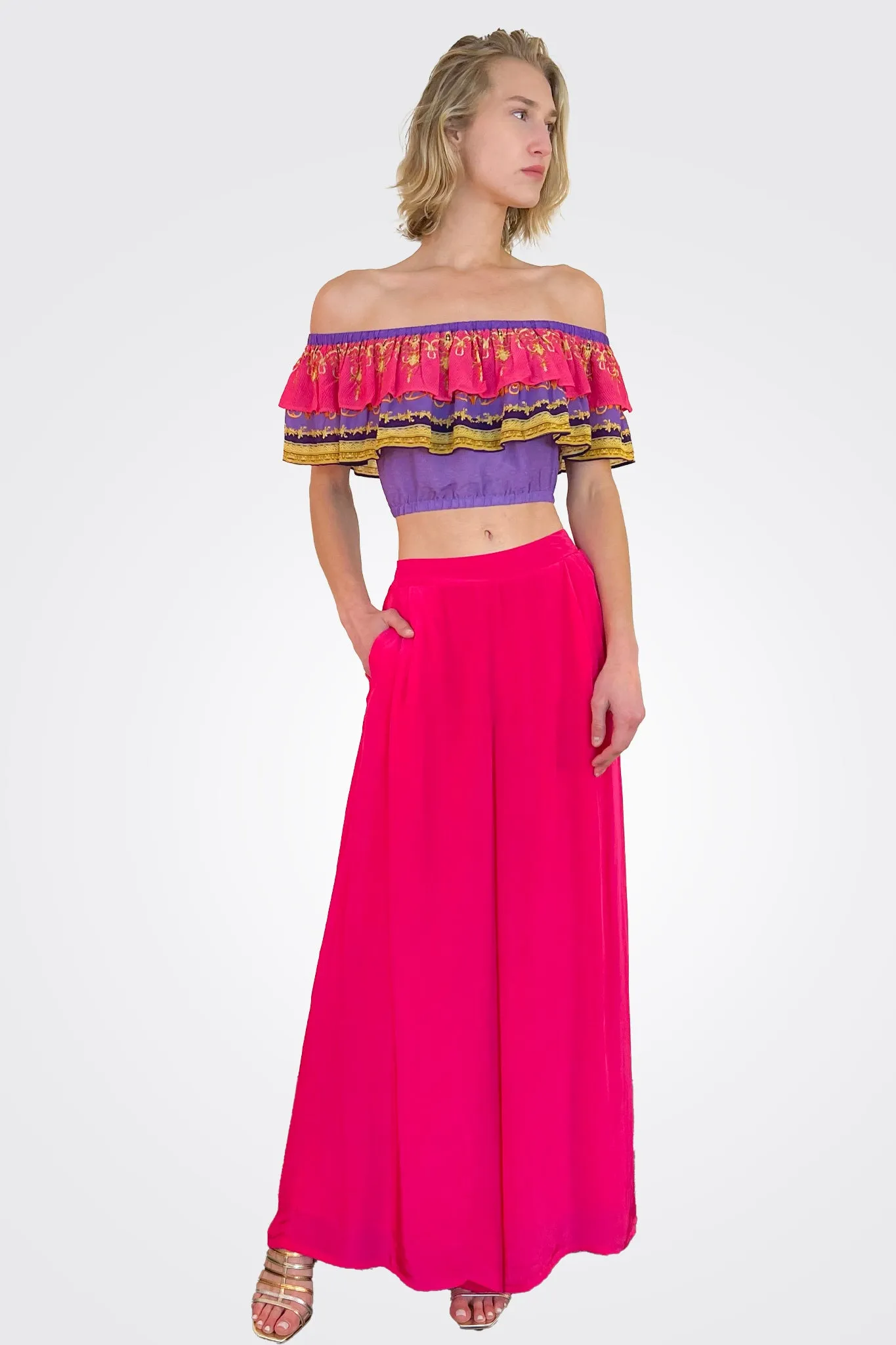 Off the Shoulder Ruffle Top - Dahlia Lily