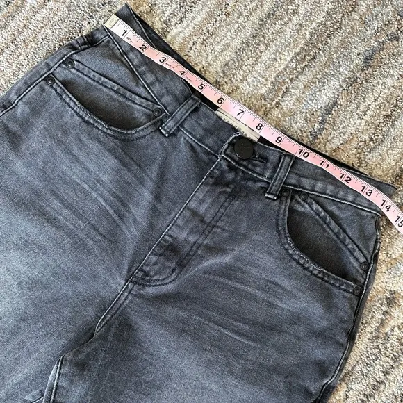 One Teaspoon High Waisted Mom Fit Tapered Leg Washed Black Distressed Jeans