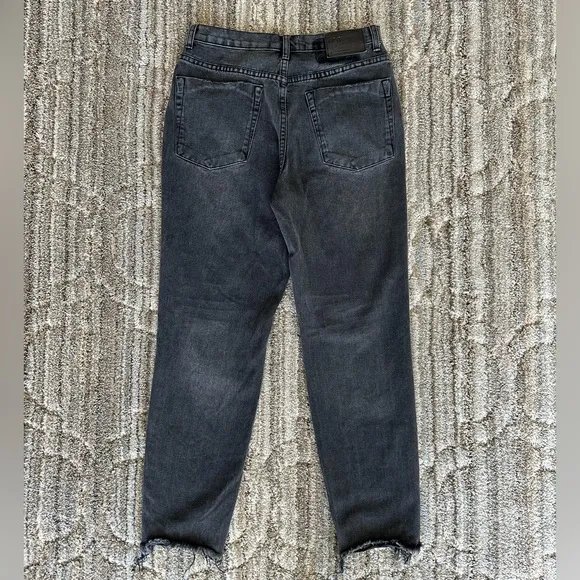 One Teaspoon High Waisted Mom Fit Tapered Leg Washed Black Distressed Jeans