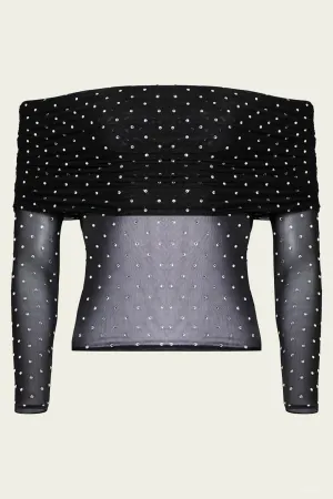 Oriana Mesh Top in Black Silver