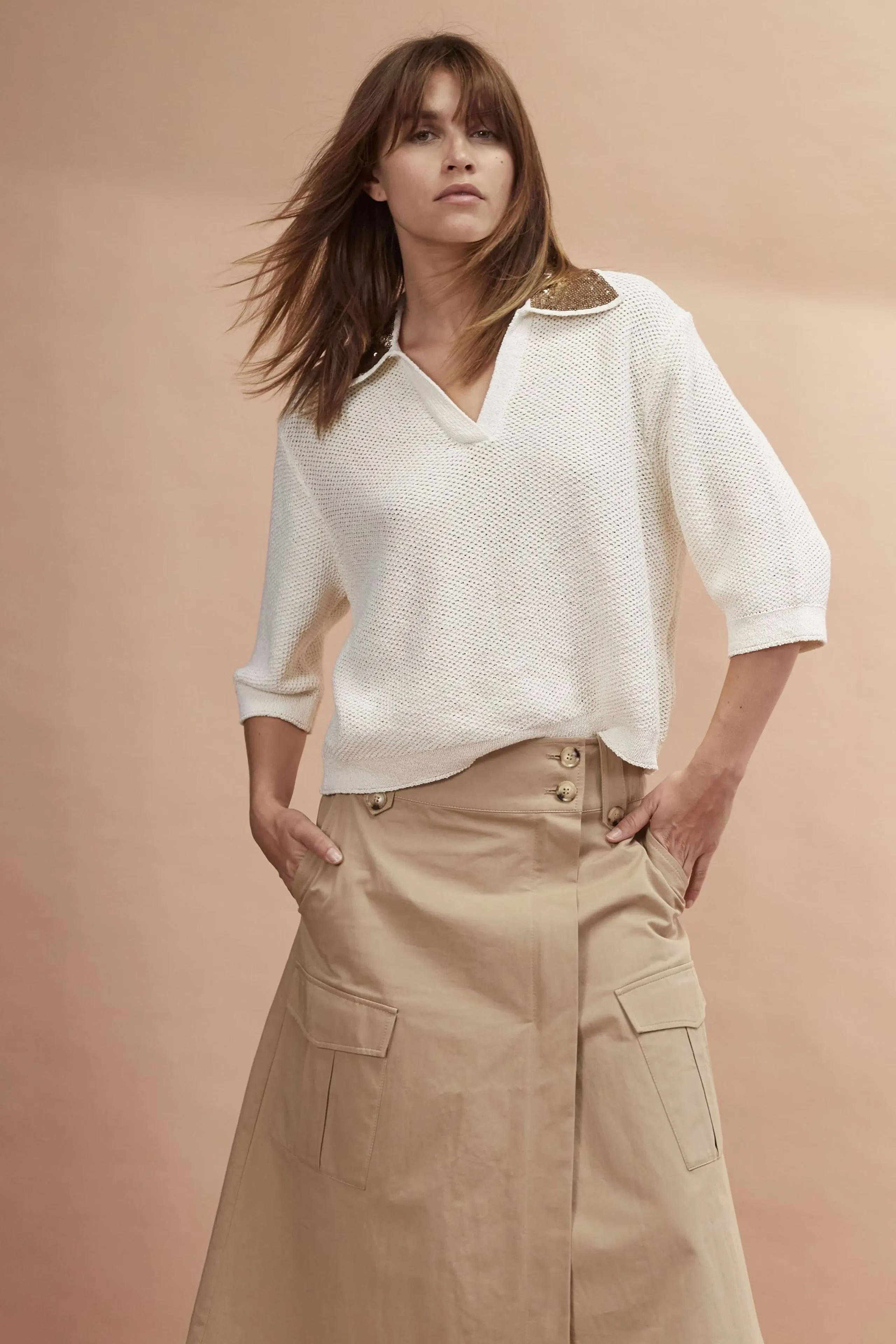 Oui Utility Style Patch Pocket Midi Skirt