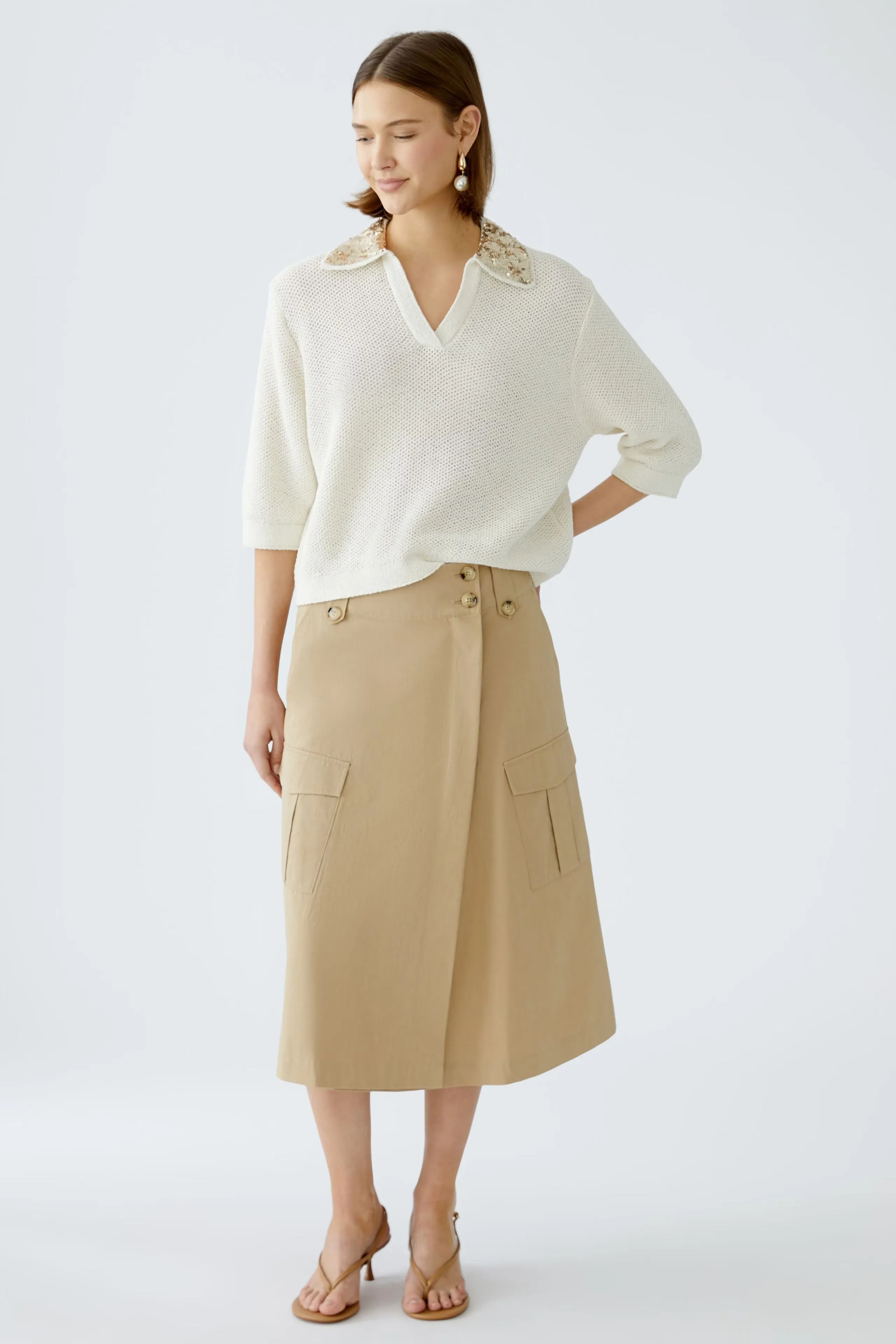 Oui Utility Style Patch Pocket Midi Skirt