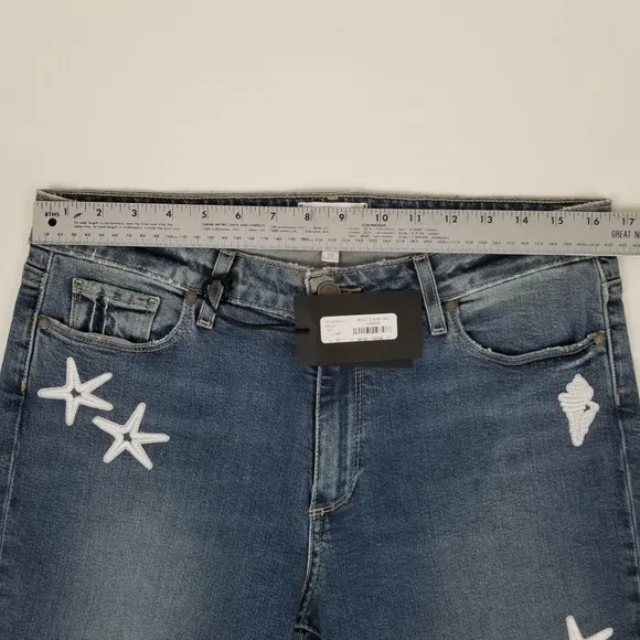 Paige Brigitte Oceania Boyfriend Skinny Ankle Crop Denim Jeans 30x27