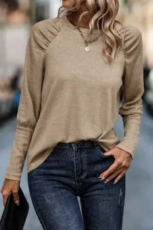 Pale Khaki Solid Raglan Sleeve Tee