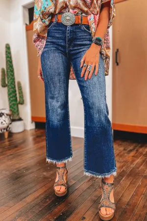 Palmer, Mineral Wash Raw Hem High Waist Flared Jeans