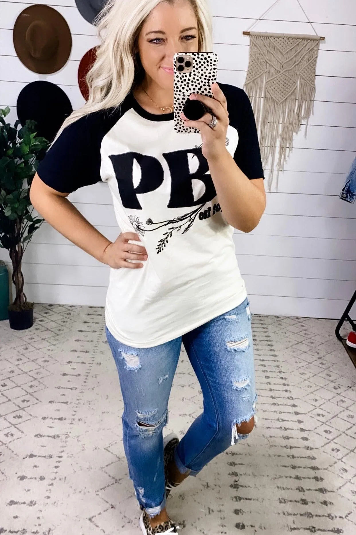 PB EST. 2016 Cream & Black Tee