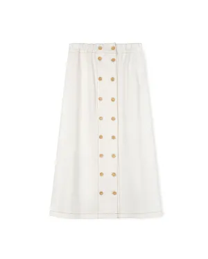 Pelly - Wood Button Down Midi Skirt