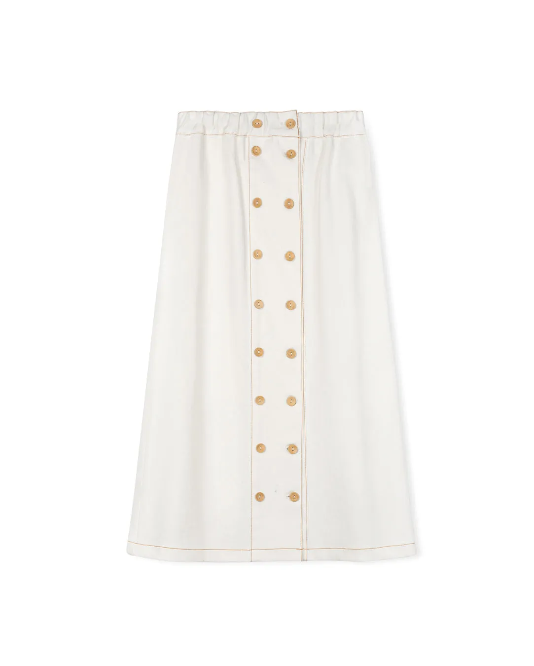 Pelly - Wood Button Down Midi Skirt