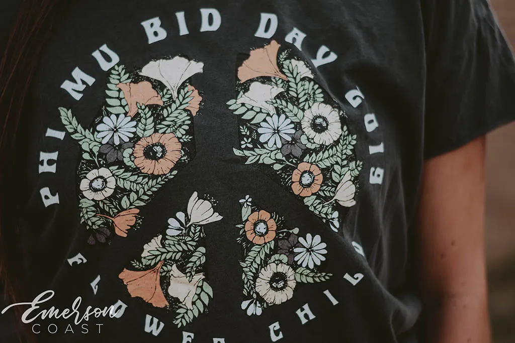 Phi Mu Flower Child Bid Day Tee