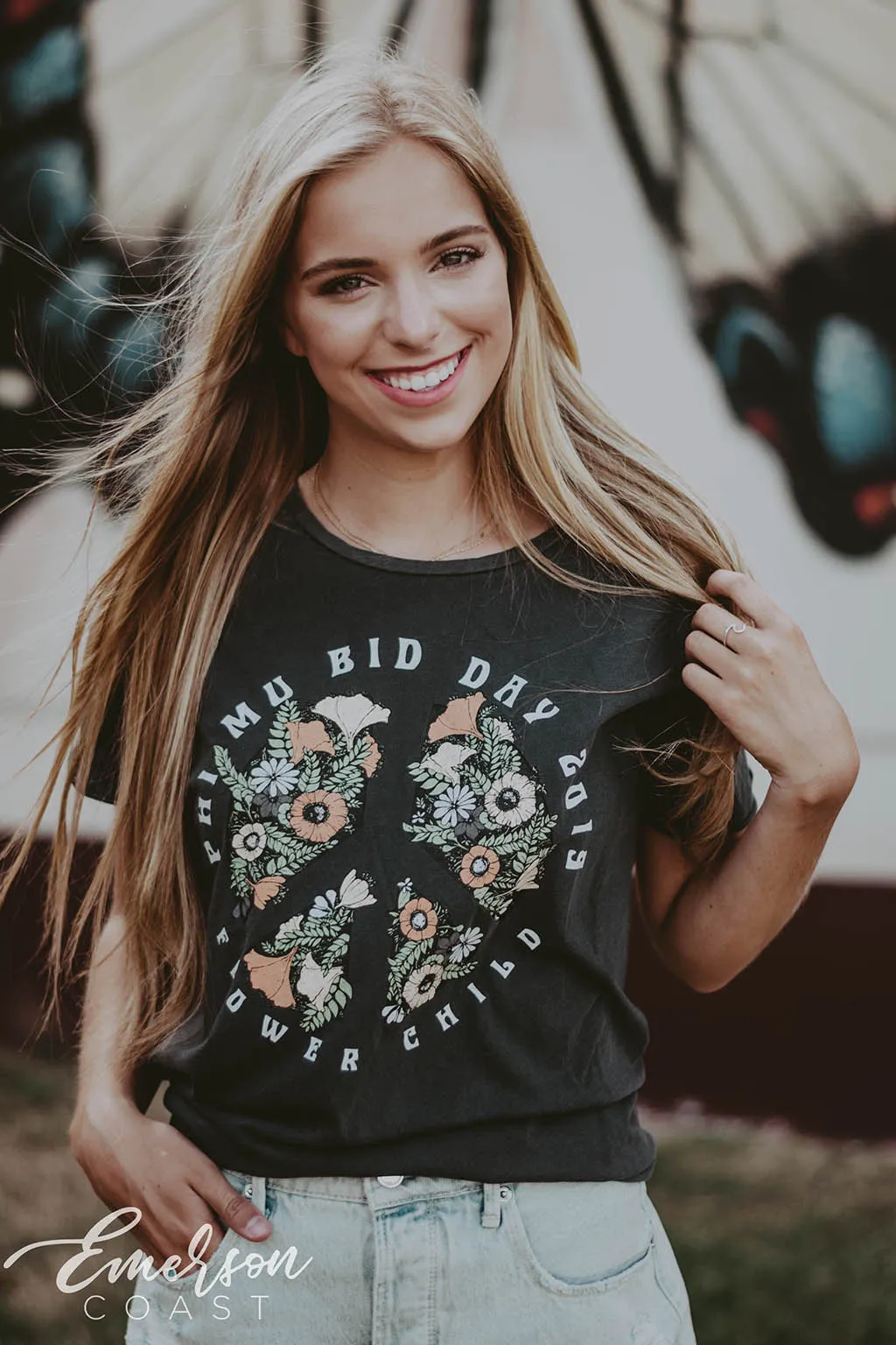 Phi Mu Flower Child Bid Day Tee