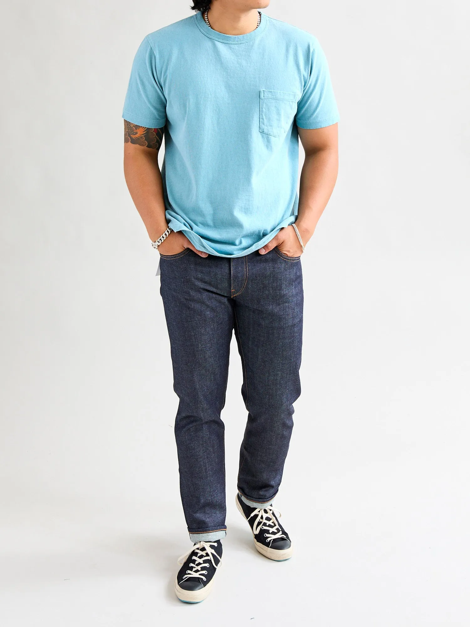 Pigment Dyed Pocket Tee in Stormy Sea