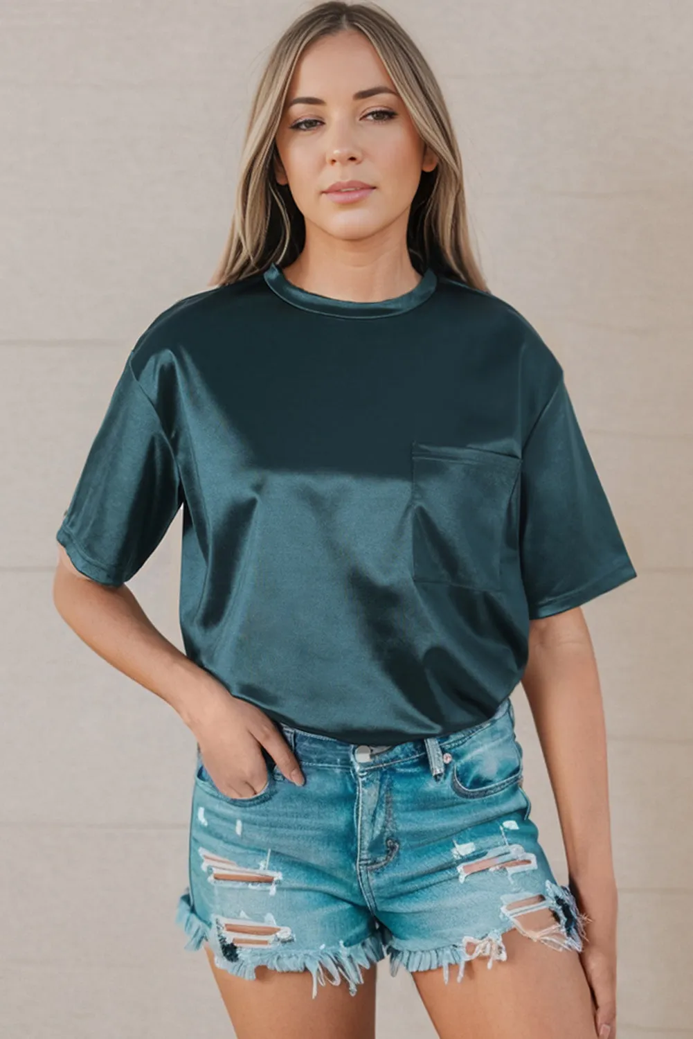 Pink Chest Pocket Loose Fit T Shirt