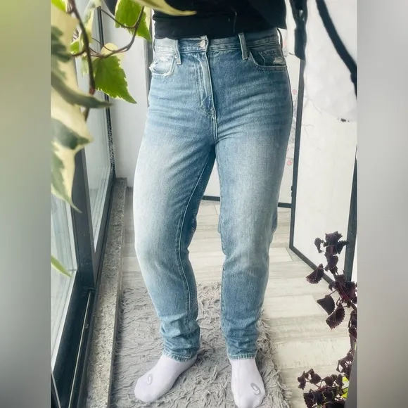 Pistola Jeans Wide Leg Boyfriend Style Cotton Blue Sz 27 Boyfriend Distressed