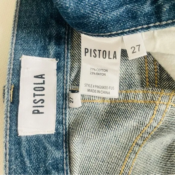Pistola Jeans Wide Leg Boyfriend Style Cotton Blue Sz 27 Boyfriend Distressed