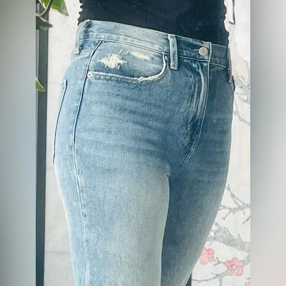 Pistola Jeans Wide Leg Boyfriend Style Cotton Blue Sz 27 Boyfriend Distressed