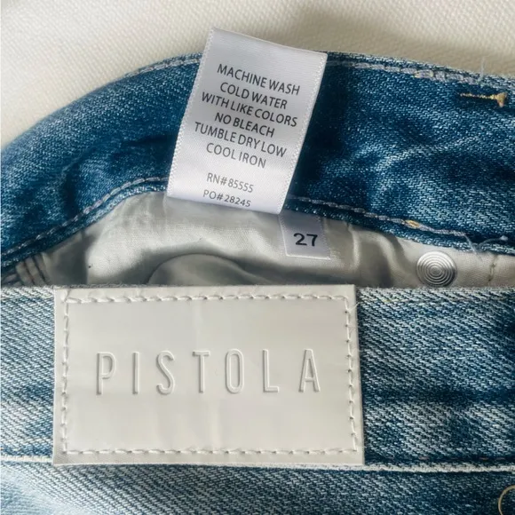 Pistola Jeans Wide Leg Boyfriend Style Cotton Blue Sz 27 Boyfriend Distressed