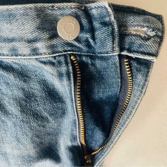 Pistola Jeans Wide Leg Boyfriend Style Cotton Blue Sz 27 Boyfriend Distressed