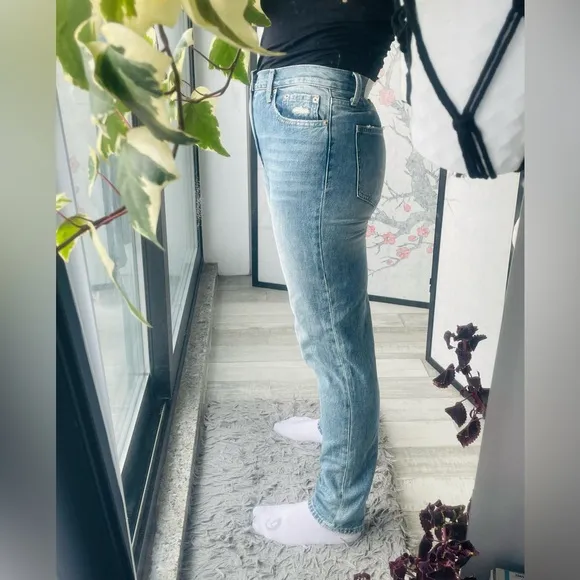 Pistola Jeans Wide Leg Boyfriend Style Cotton Blue Sz 27 Boyfriend Distressed