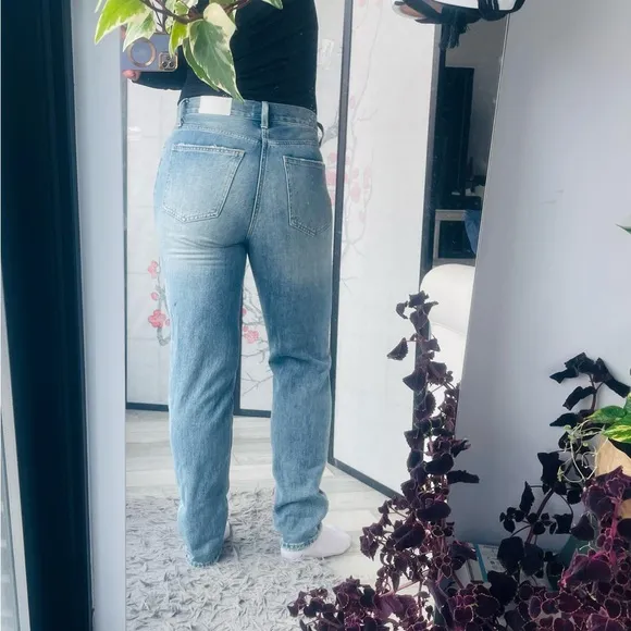 Pistola Jeans Wide Leg Boyfriend Style Cotton Blue Sz 27 Boyfriend Distressed