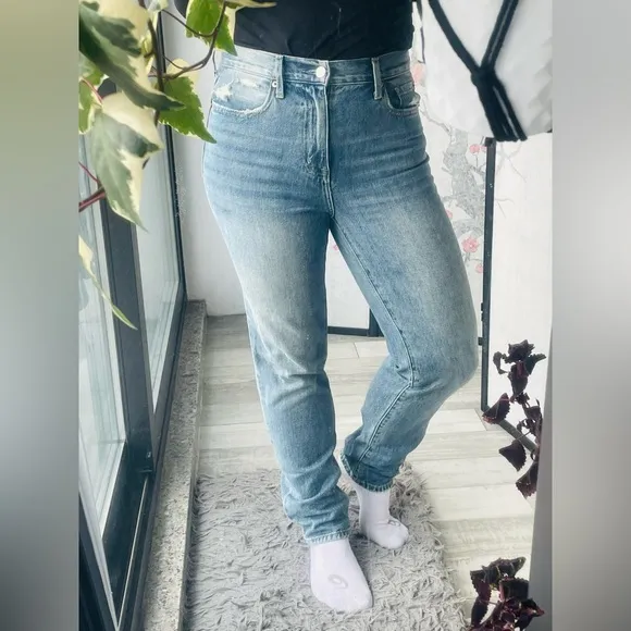Pistola Jeans Wide Leg Boyfriend Style Cotton Blue Sz 27 Boyfriend Distressed