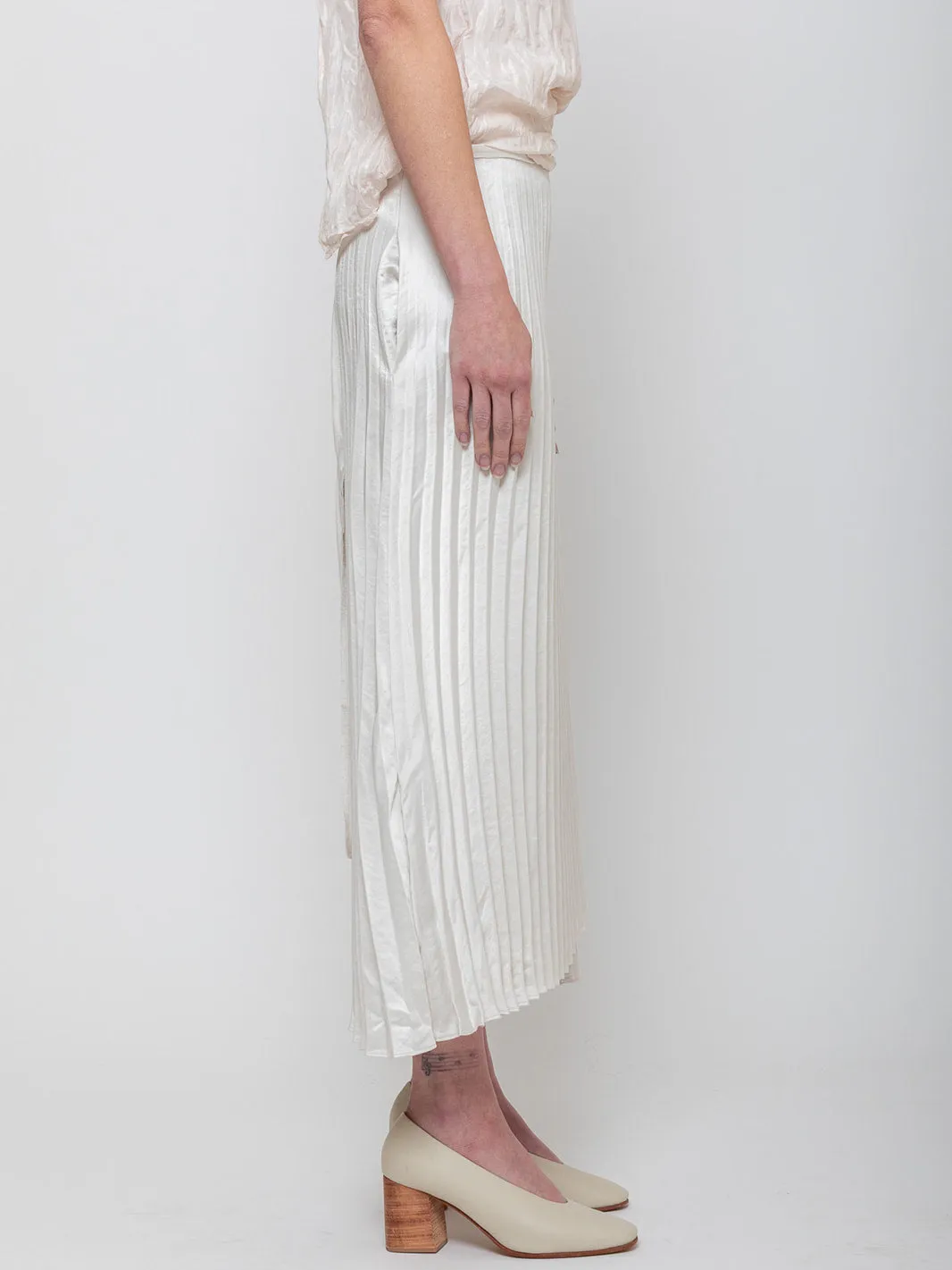 Pleated Wrap Skirt - Bone
