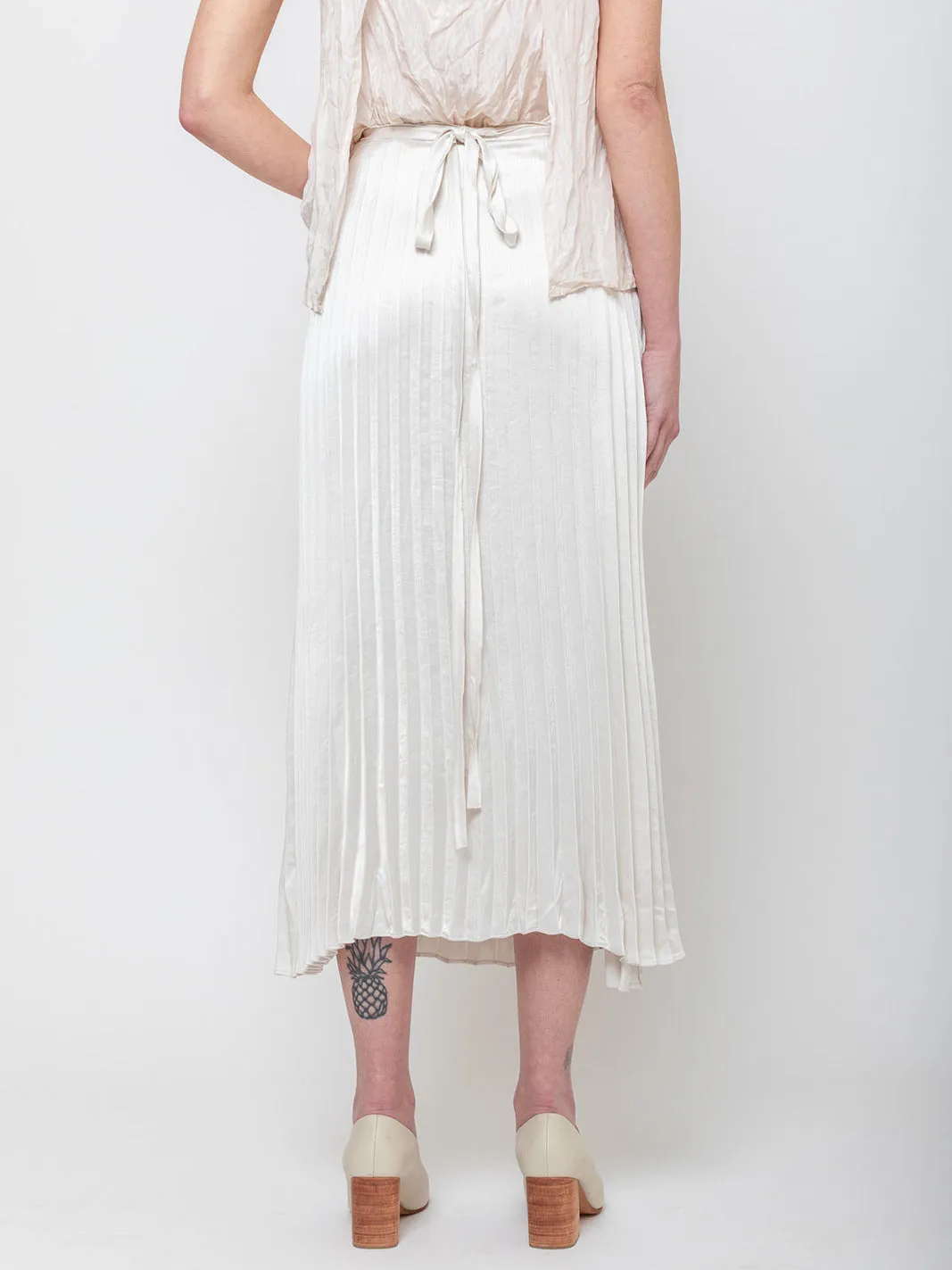 Pleated Wrap Skirt - Bone