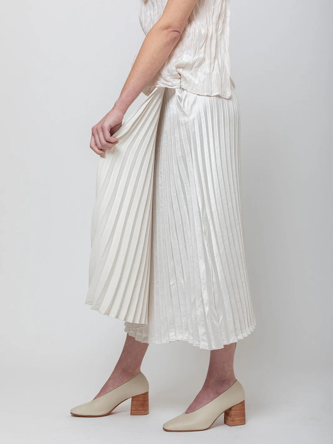 Pleated Wrap Skirt - Bone