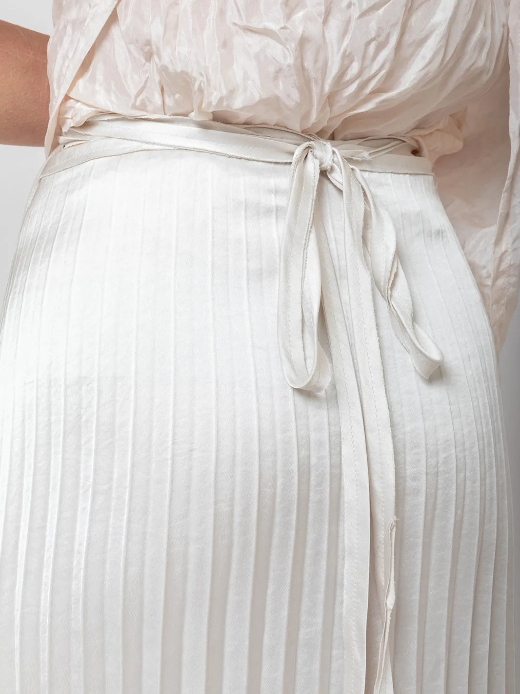 Pleated Wrap Skirt - Bone
