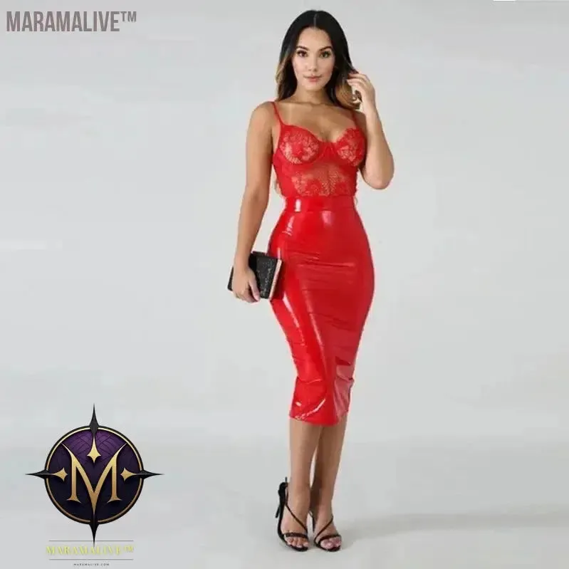 Plus Size 4XL 5XL Bodycon Midi Skirts Women PVC Patent Leather Back Zip Club Skirt PU Business Classic Clothing NEW Custom
