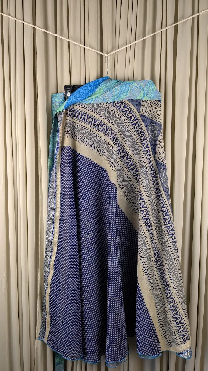Plus Up-Cycled Sari Reversible Maxi Length Wrap Skirt