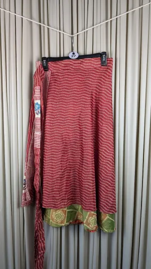 Plus Up-Cycled Sari Reversible Tea Length Wrap Skirt