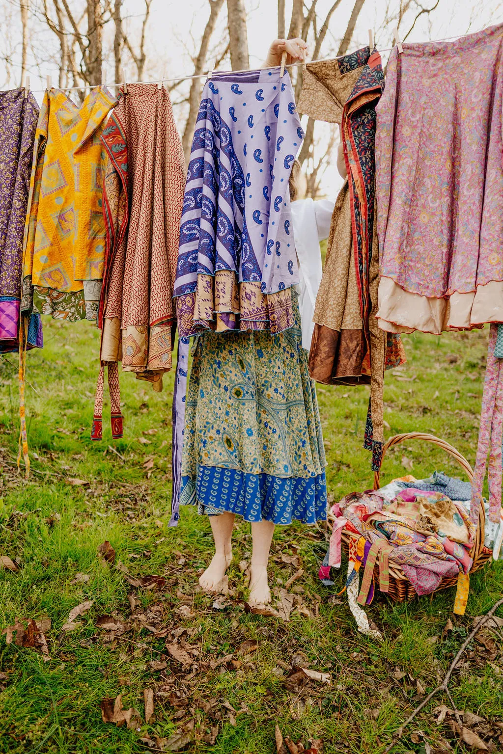 Plus/Maxi Length Up-Cycled Reversible Sari Wrap Skirt #73