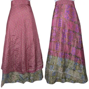 Plus/Maxi Length Up-Cycled Reversible Sari Wrap Skirt #93