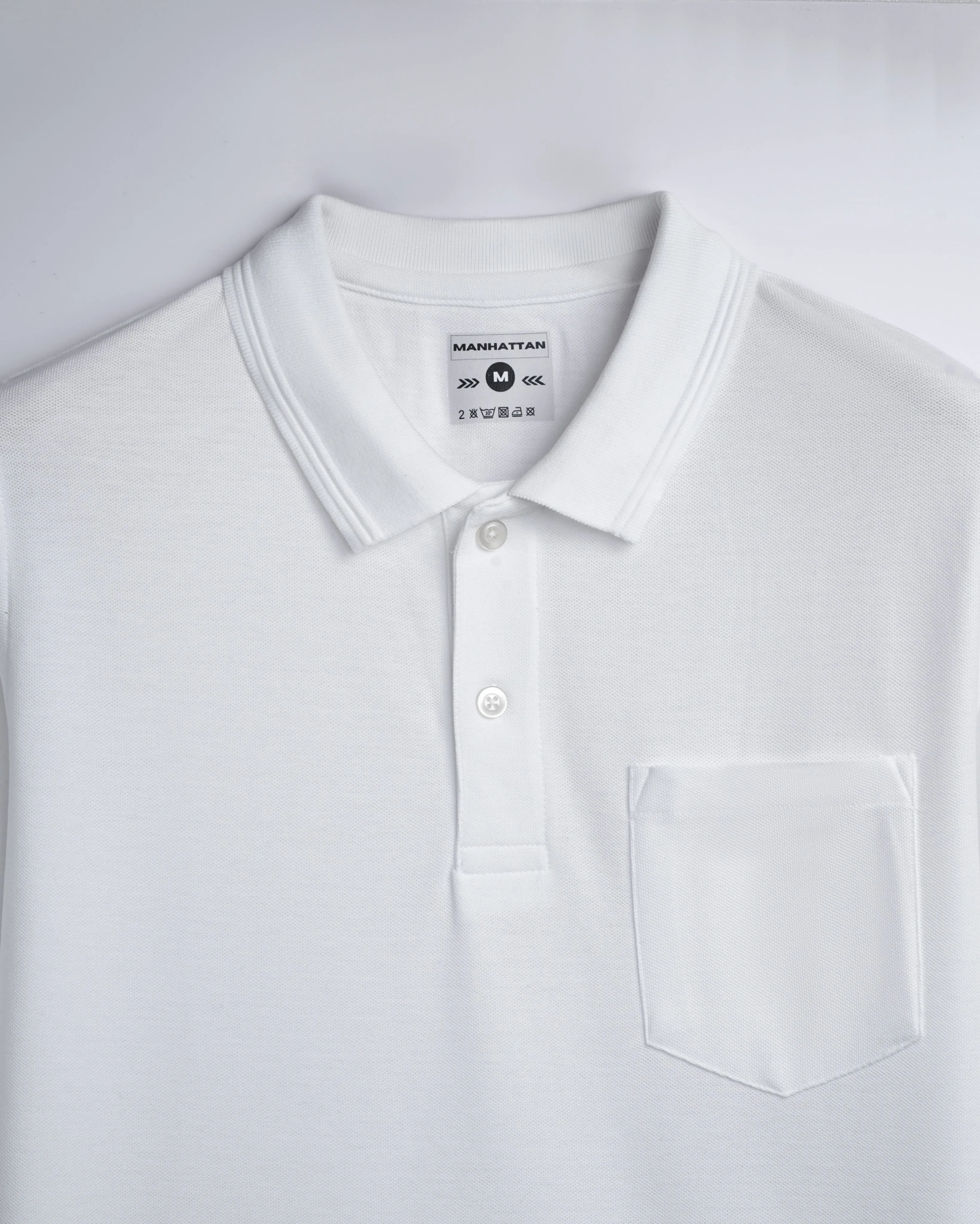 Polo Full Sleeve Pocket Unisex White