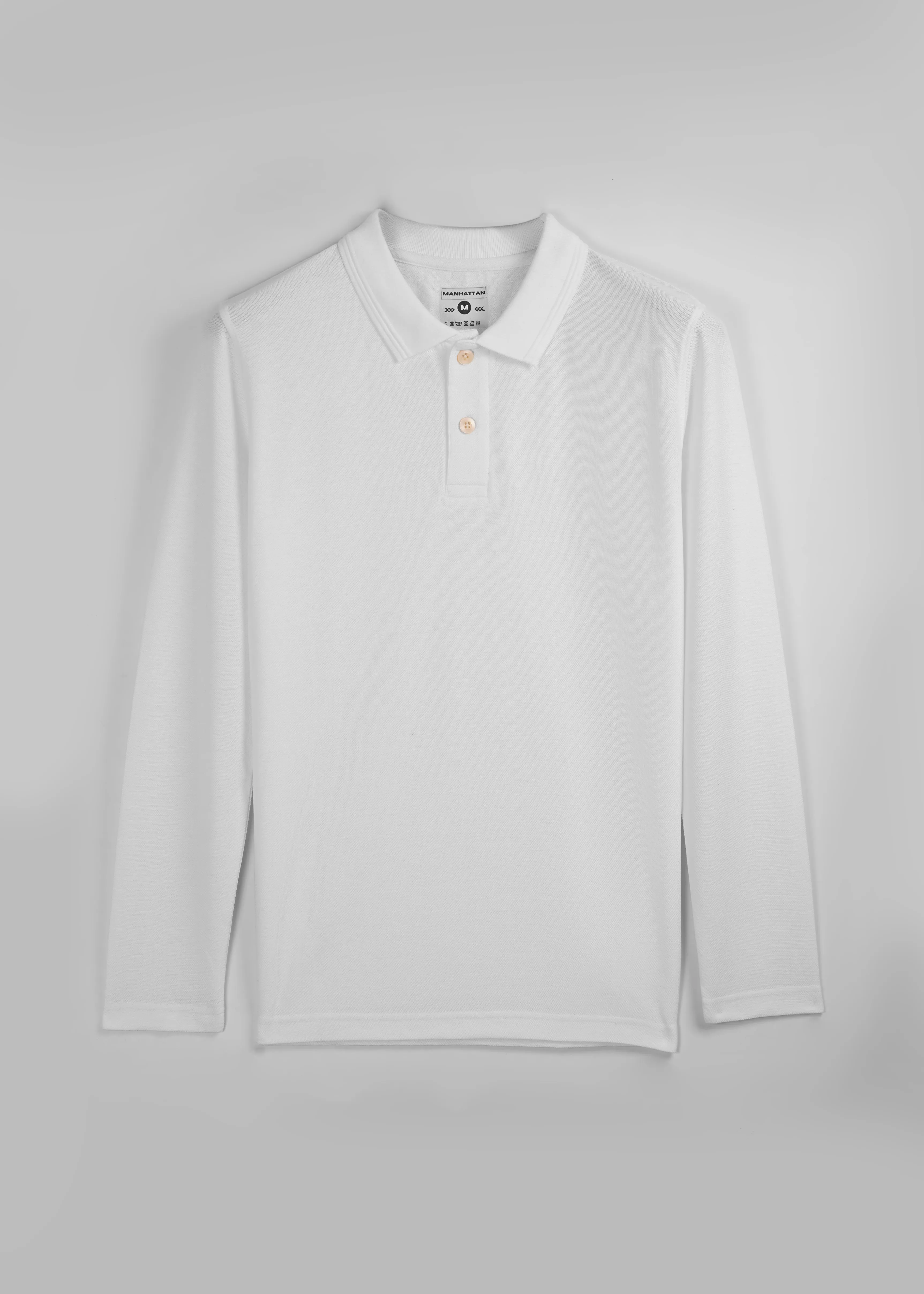 Polo Full Sleeve Unisex White Without Pocket