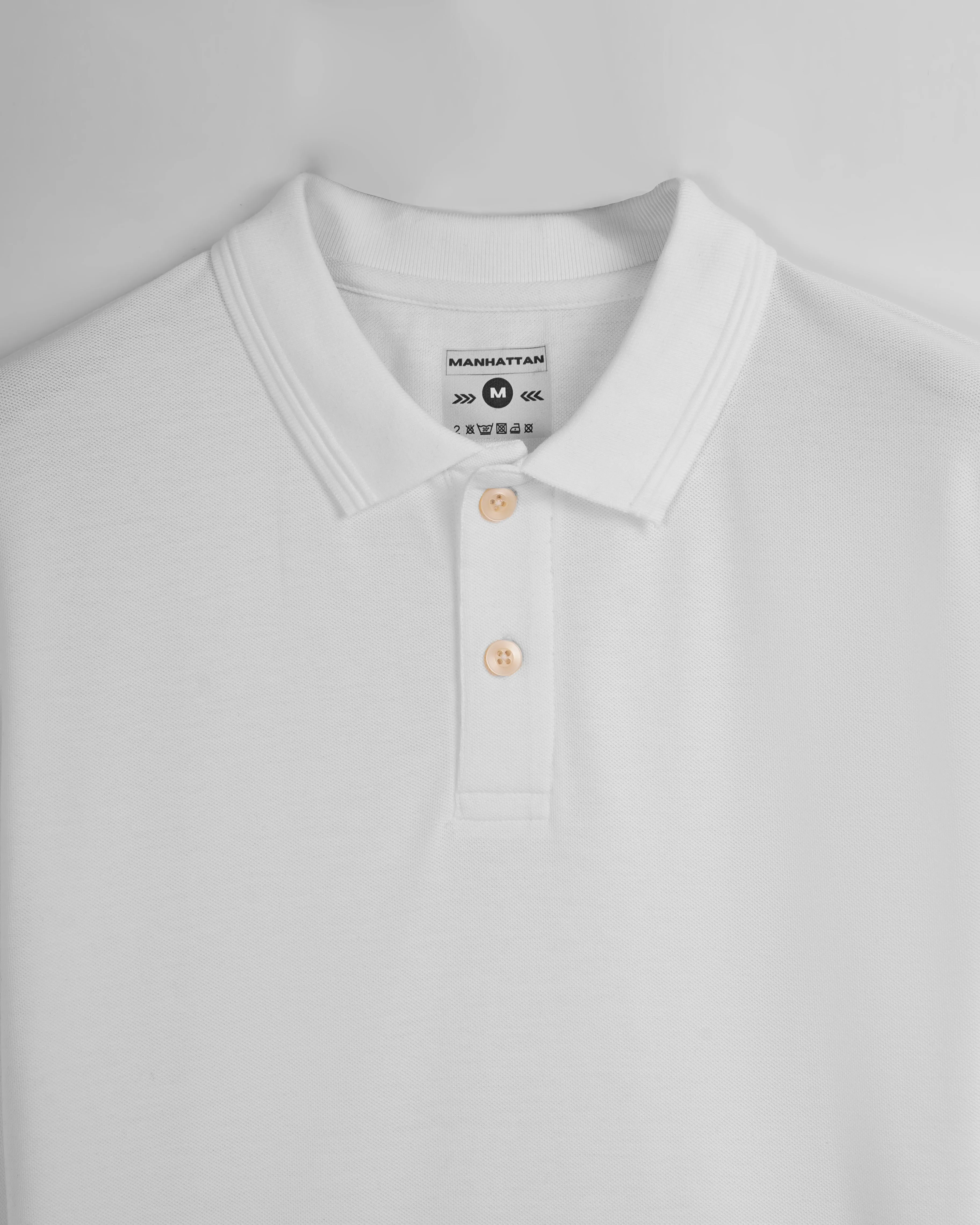 Polo Full Sleeve Unisex White Without Pocket