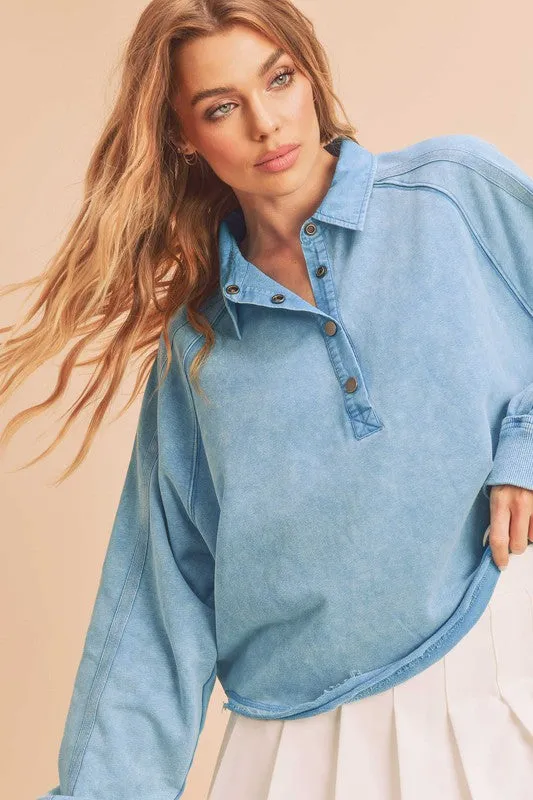Polo Knit Mineral Wash Sweater