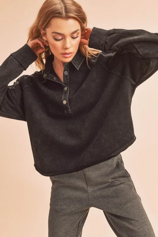 Polo Knit Mineral Wash Sweater