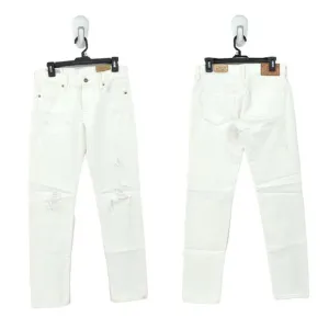 Polo Ralph Lauren Women 25 Astor White Slim Boyfriend Jeans Distressed NEW FLAW