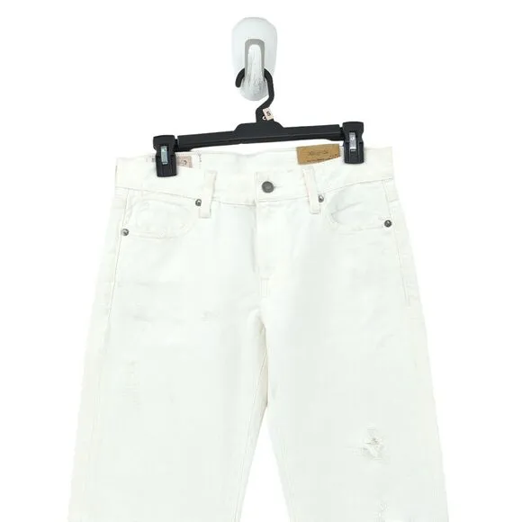 Polo Ralph Lauren Women 25 Astor White Slim Boyfriend Jeans Distressed NEW FLAW