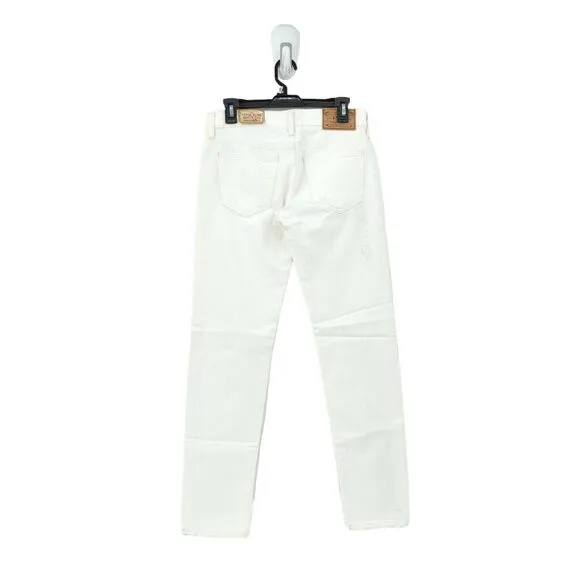 Polo Ralph Lauren Women 25 Astor White Slim Boyfriend Jeans Distressed NEW FLAW