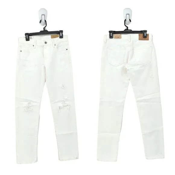 Polo Ralph Lauren Women 25 Astor White Slim Boyfriend Jeans Distressed NEW FLAW