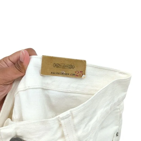 Polo Ralph Lauren Women 25 Astor White Slim Boyfriend Jeans Distressed NEW FLAW
