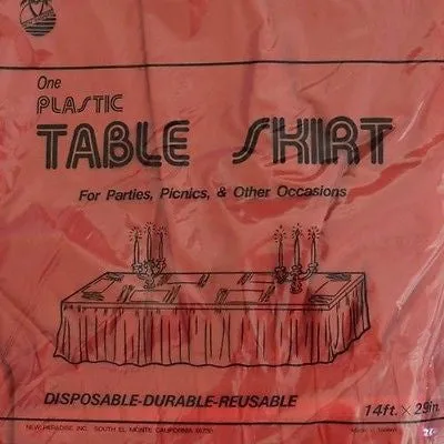 Premium Plastic Red Table Skirt 29" x 14" Reusable