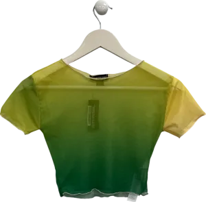 PrettyLittleThing Green Ombré Mesh Top UK 8