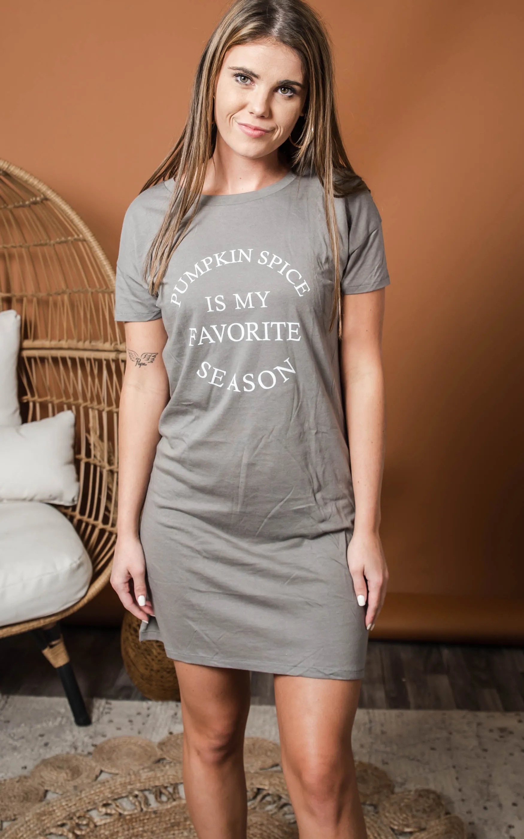 Pumpkin Spice is My Favorite Season Tshirt Dress** FINAL SALE