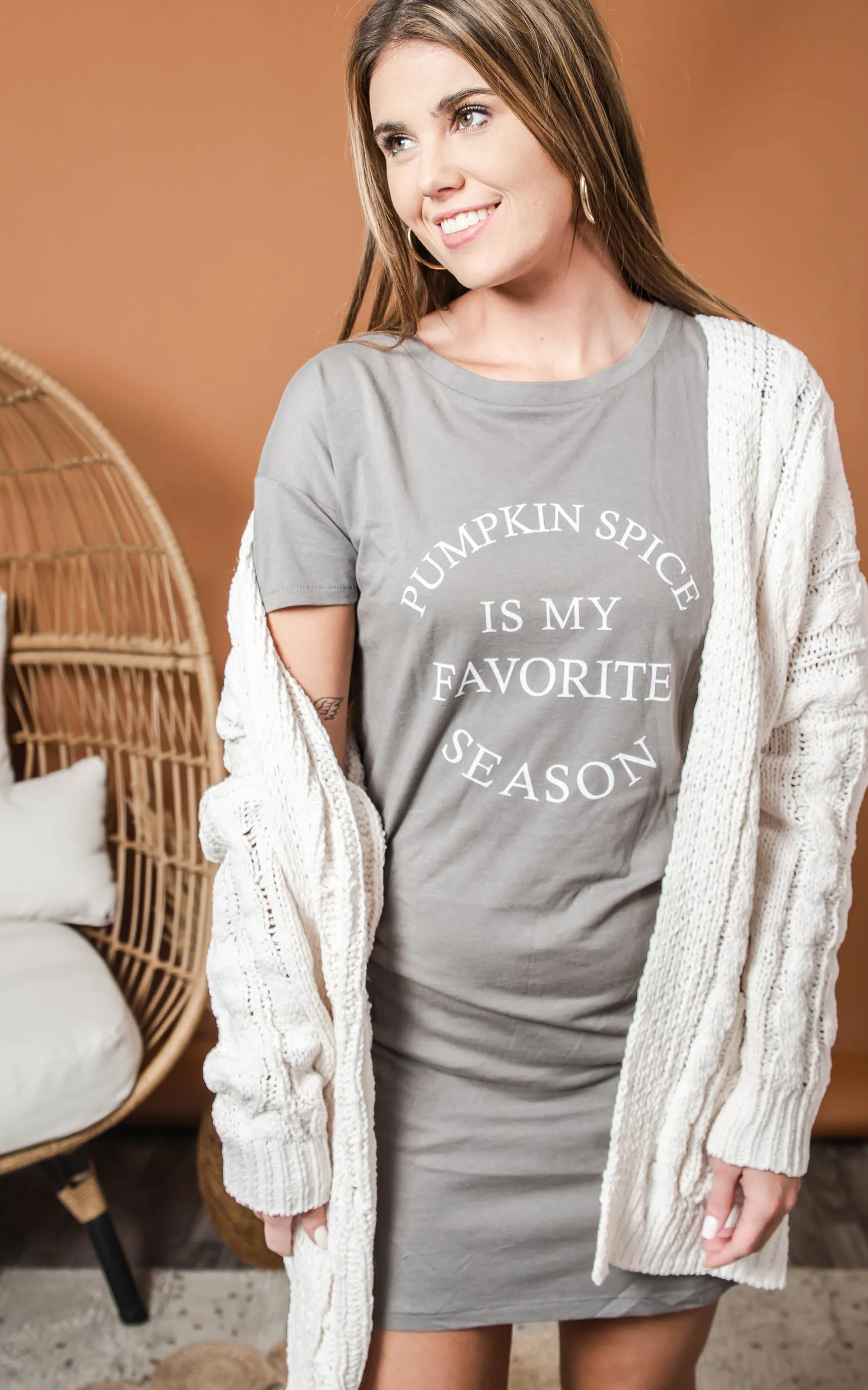 Pumpkin Spice is My Favorite Season Tshirt Dress** FINAL SALE