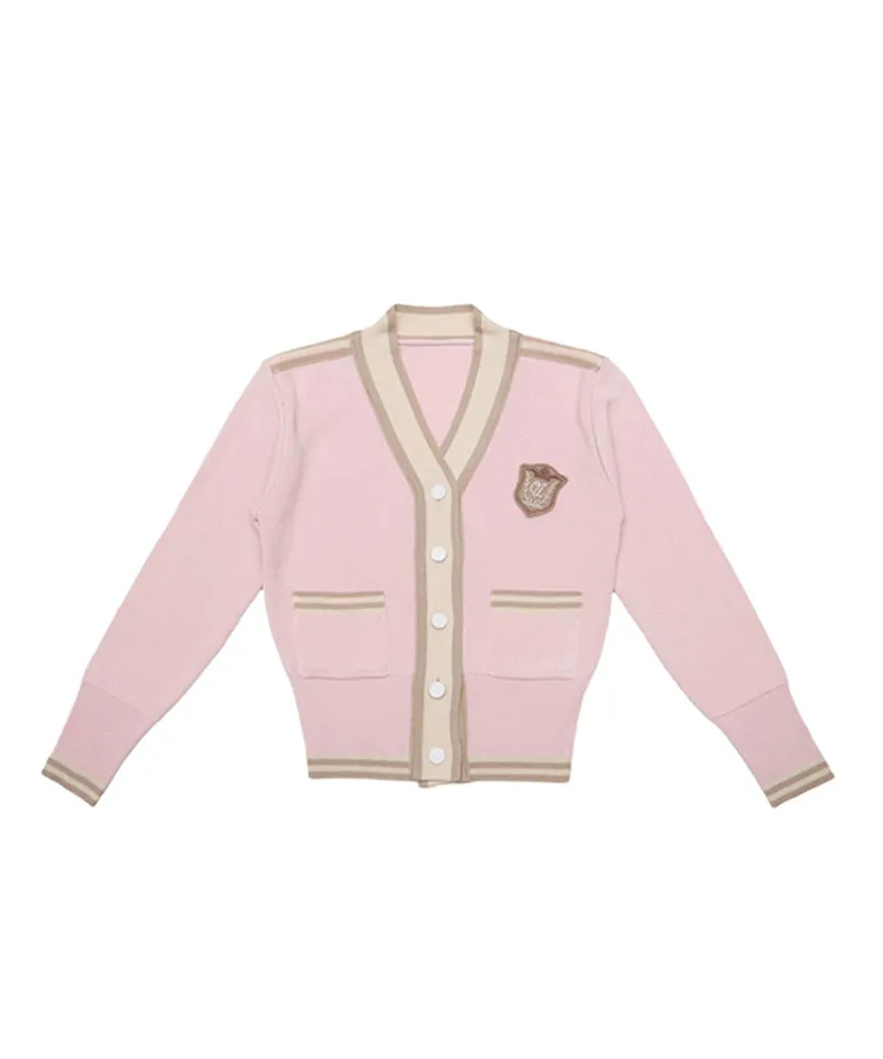 Q.C PLAY: Two-Tone Patch V-Neck Pocket Cardigan - 4 colors