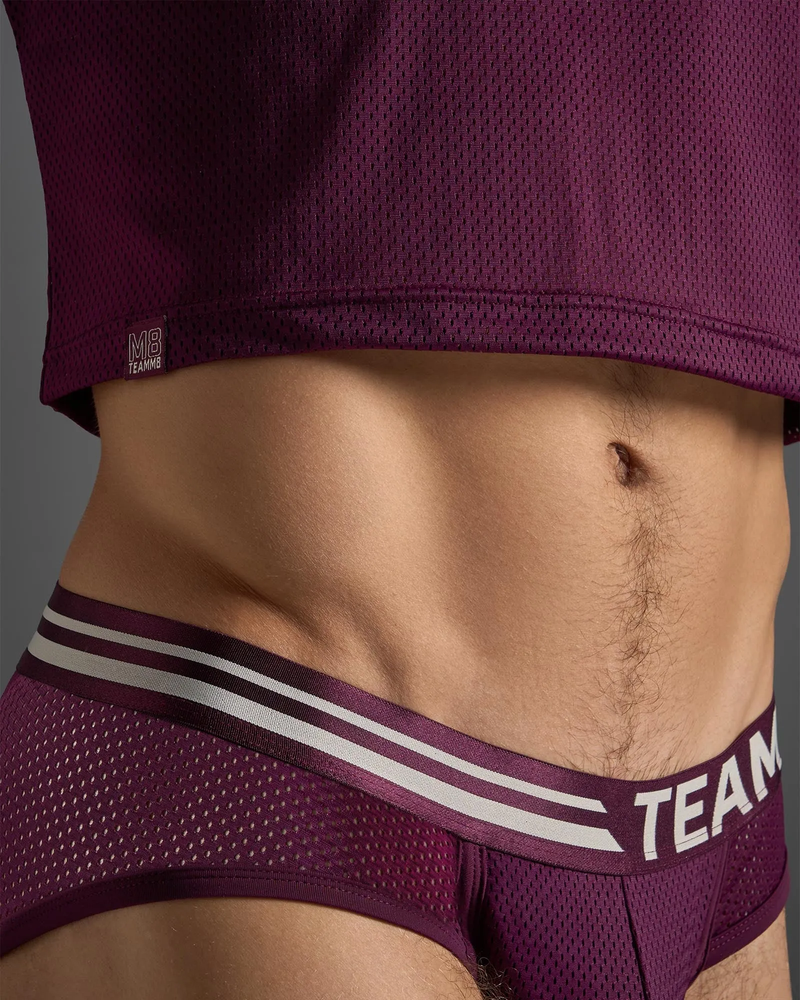 Racer Mesh Crop Singlet - Eggplant