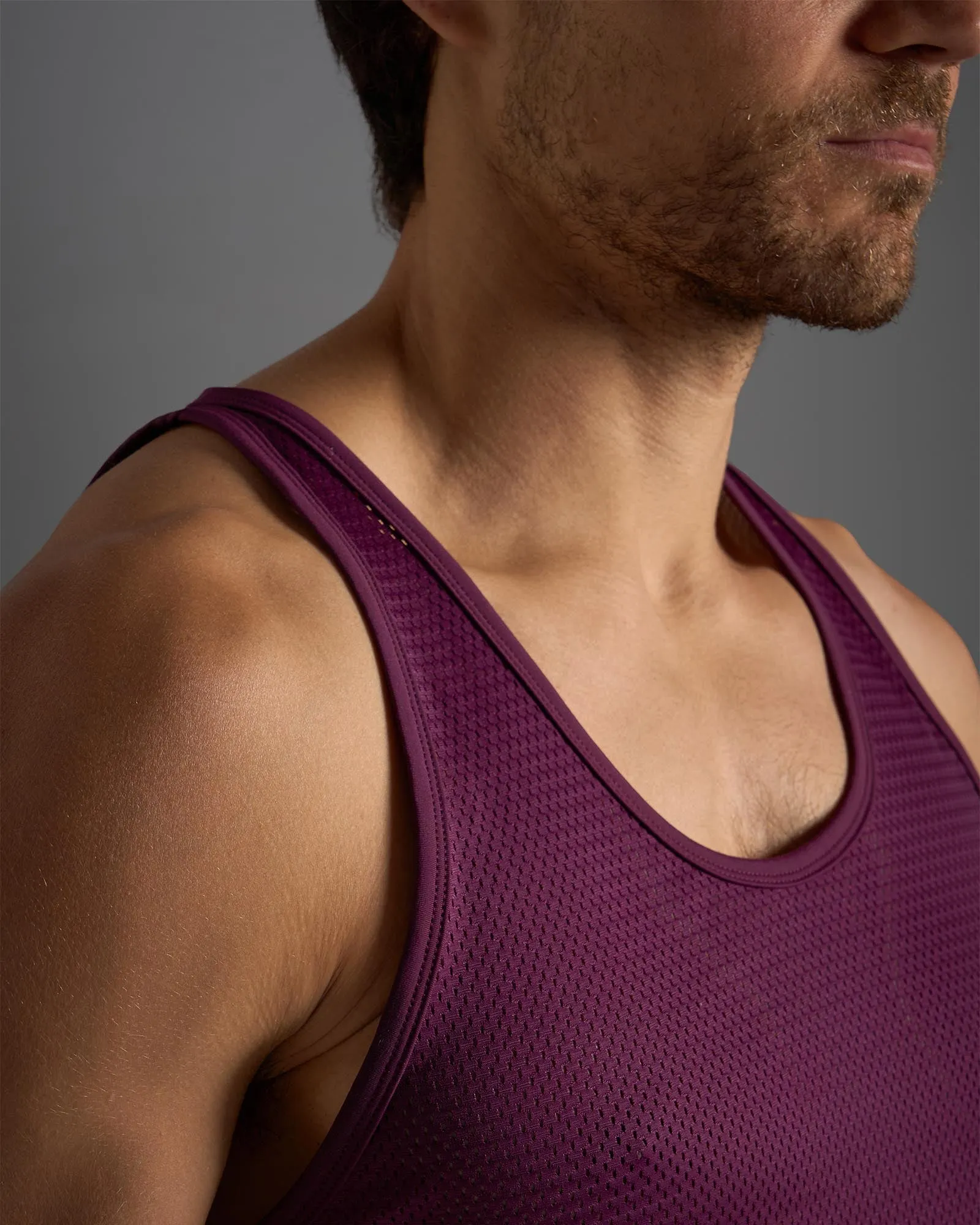 Racer Mesh Crop Singlet - Eggplant